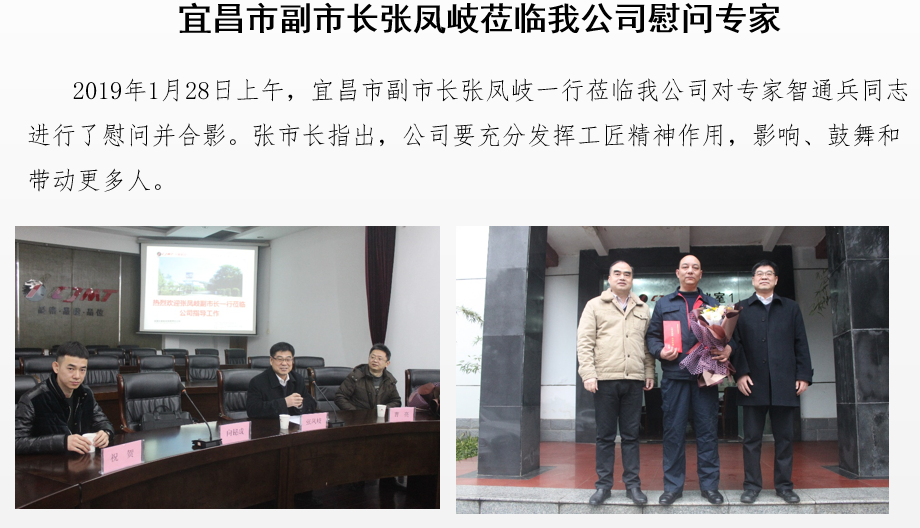 宜昌市副市長(zhǎng)張鳳岐蒞臨我公司慰問專家